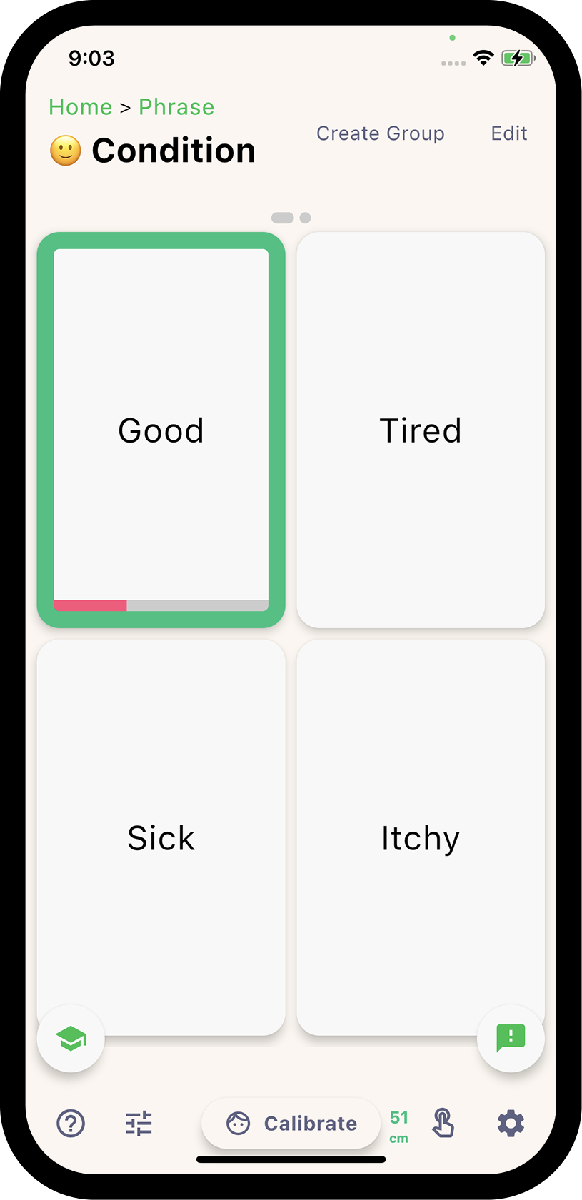 まばたきでメッセージを選んで読み上げ