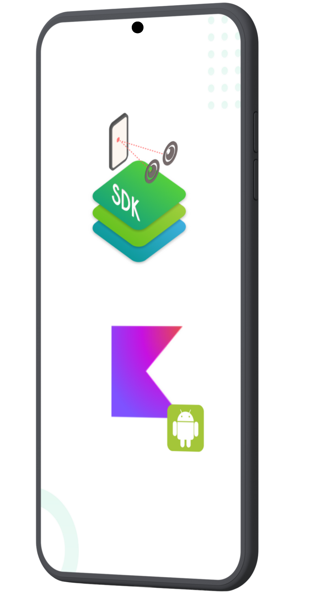 3D Phone showing Messay app